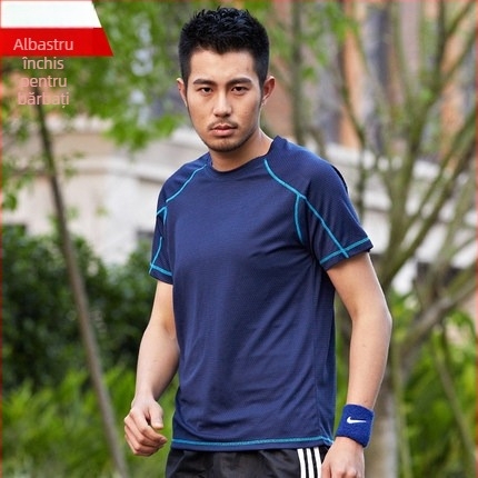 Tricou din poliester, cu mânecă scurtă, guler rotund, uscare rapidă, respirabil