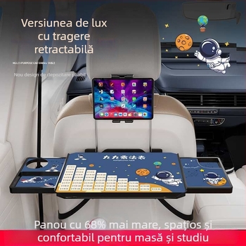 Masă auto din lemn, mică, pliabilă pentru pasagerul din față; birou pentru spatele scaunului, pentru masă și teme; suport pentru spătar, universal