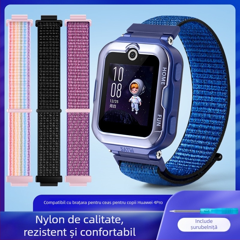 Curea pentru Huawei Kids Watch 4 Pro din nailon împletit – Stil Sport, Închidere Velcro, Lansare 2023