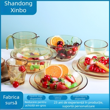 Set de veselă din sticlă cu boluri de supă cu două mânere, sticlă borosilicat de înaltă calitate, stil ușor lux, personalizare disponibilă, potrivit pentru copii, studenți, femei însărcinate, adulți și persoane în vârstă