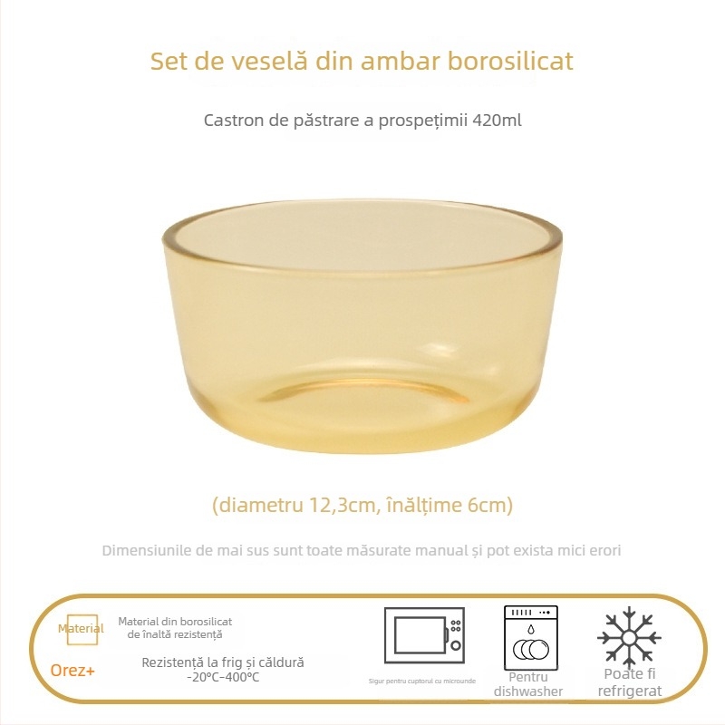 Set de veselă din sticlă cu boluri de supă cu două mânere, sticlă borosilicat de înaltă calitate, stil ușor lux, personalizare disponibilă, potrivit pentru copii, studenți, femei însărcinate, adulți și persoane în vârstă