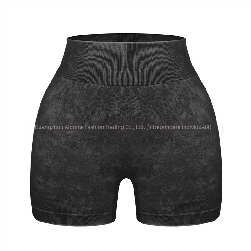 Set de yoga pentru femei din două piese – Top cu mânecă scurtă și pantaloni scurți, stil pulover, material: amestec nailon și fibre chimice