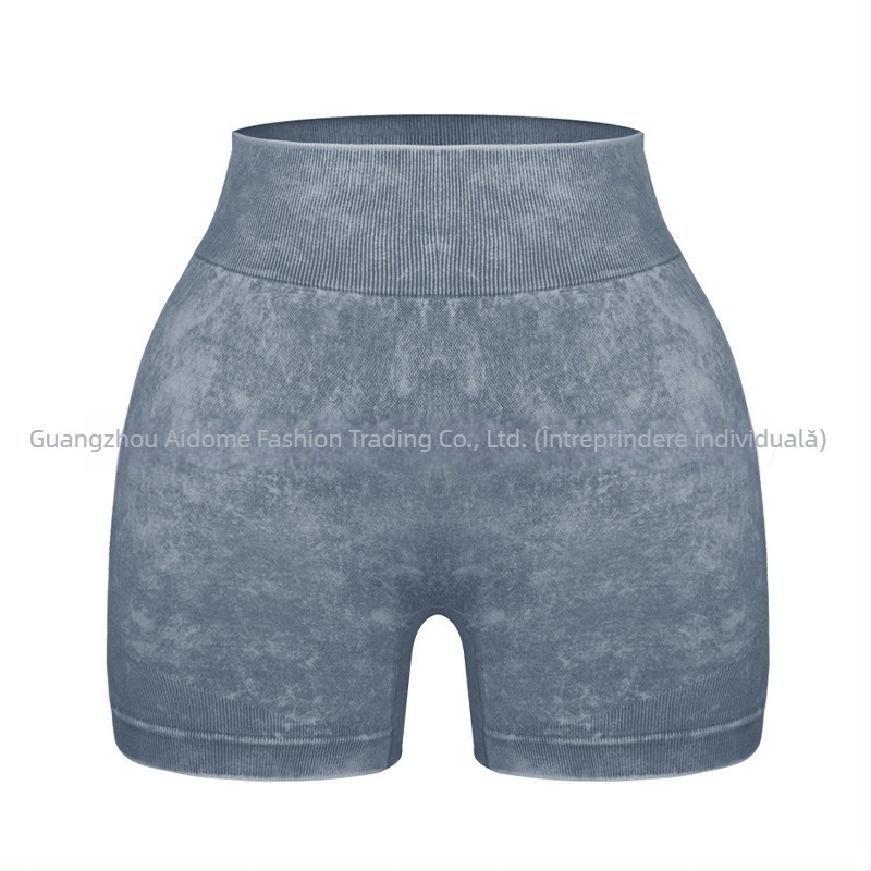 Set de yoga pentru femei din două piese – Top cu mânecă scurtă și pantaloni scurți, stil pulover, material: amestec nailon și fibre chimice