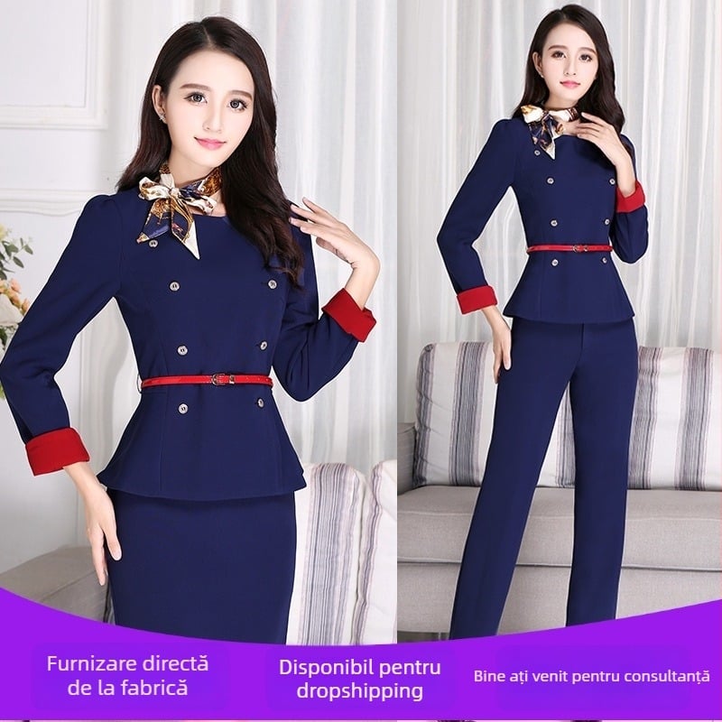 Costum profesionals pentru femei – două piese, toamnă-iarnă. An/Sezon: Summer 2023; Țesătură: fibră poliester; Material principal: piele de capră; Mâneci: trei sferturi; Lungime fustă: midi.