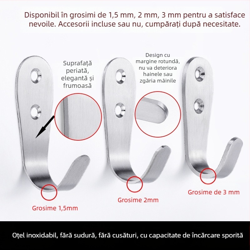 Cuier pentru haine, oțel inoxidabil întărit, cârlig simplu, model 1179, finisaj tras prin fir, pentru baie