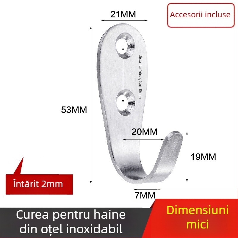 Cuier pentru haine, oțel inoxidabil întărit, cârlig simplu, model 1179, finisaj tras prin fir, pentru baie
