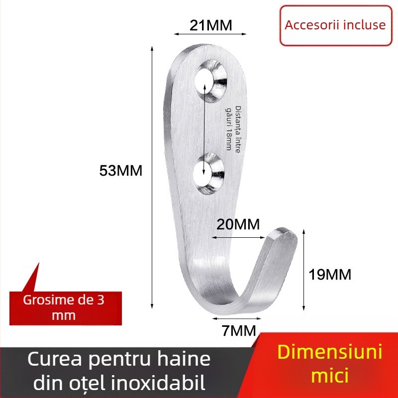 Cuier pentru haine, oțel inoxidabil întărit, cârlig simplu, model 1179, finisaj tras prin fir, pentru baie