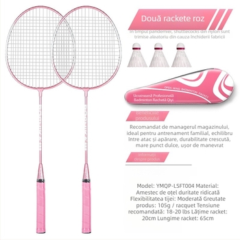Rachetă de badminton With Zhen — ramă din aliaj de fier, 95–100 g, cap drept, coarde din fibre de mătase, potrivită pentru începători tineri