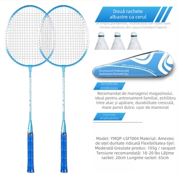 Rachetă de badminton With Zhen — ramă din aliaj de fier, 95–100 g, cap drept, coarde din fibre de mătase, potrivită pentru începători tineri