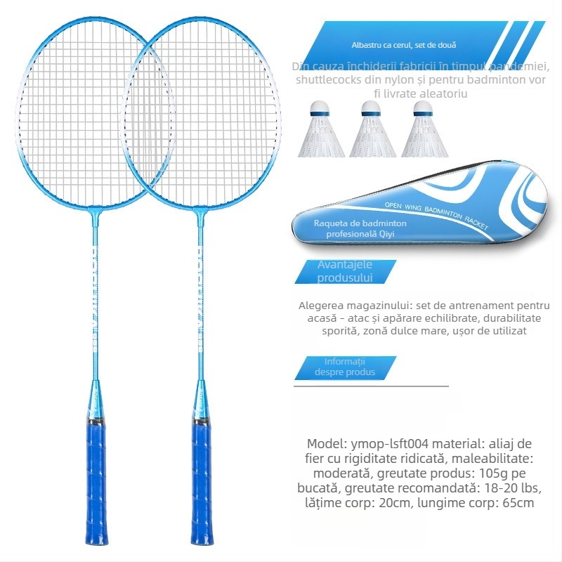 Rachetă de badminton With Zhen — ramă din aliaj de fier, 95–100 g, cap drept, coarde din fibre de mătase, potrivită pentru începători tineri