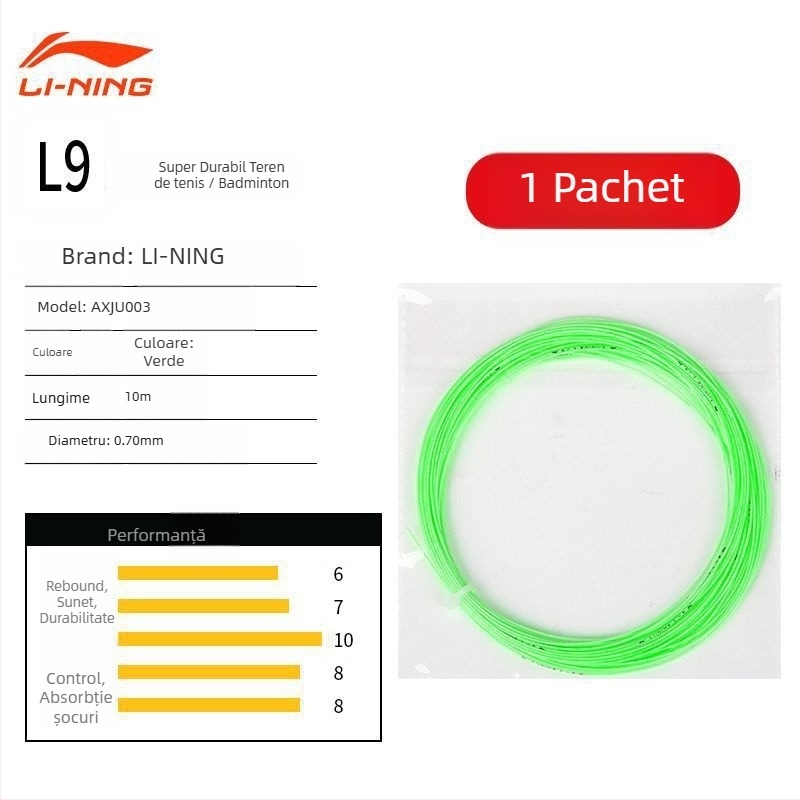 Sfoară pentru badminton pentru rachetă Li Ning – fibră de nylon, elasticitate ridicată, durabilă