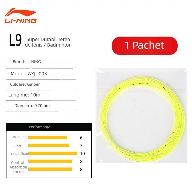 Sfoară pentru badminton pentru rachetă Li Ning – fibră de nylon, elasticitate ridicată, durabilă