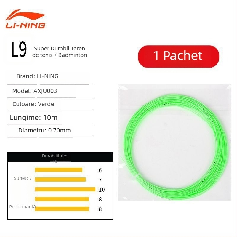 Sfoară pentru badminton pentru rachetă Li Ning – fibră de nylon, elasticitate ridicată, durabilă