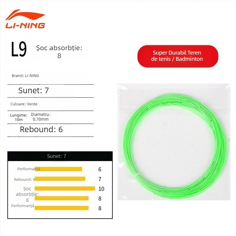 Sfoară pentru badminton pentru rachetă Li Ning – fibră de nylon, elasticitate ridicată, durabilă