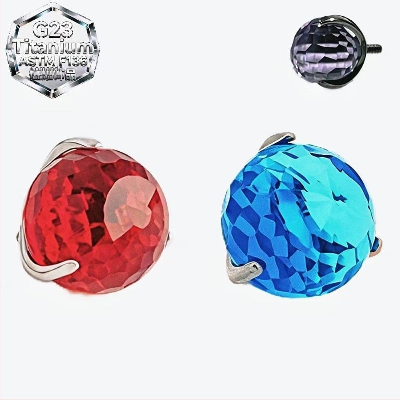 Bijuterii de piercing din aliaj de titan – Cercei geometrici cu design bec disco, puritate G23, prelucrare cu diamant, stil unisex