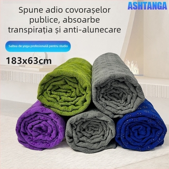 Prosop de yoga antiderapant pentru covoraș cu model floare de prun în puncte, rezistent la murdărie, ușor, lavabil la mașină