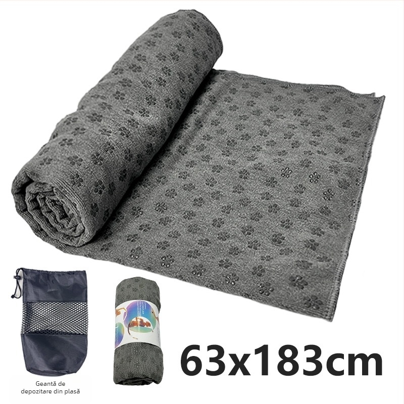Prosop de yoga antiderapant pentru covoraș cu model floare de prun în puncte, rezistent la murdărie, ușor, lavabil la mașină