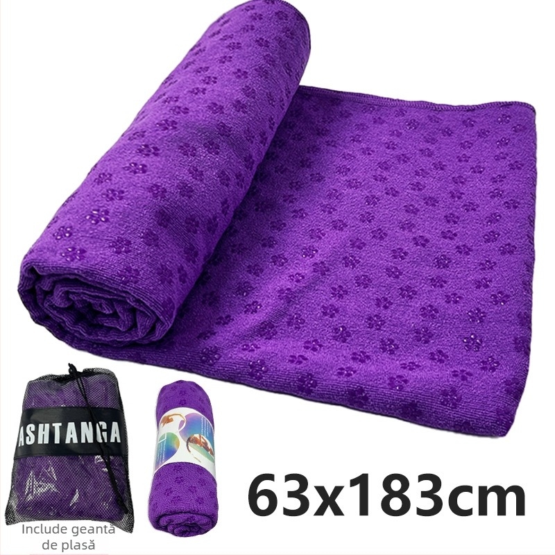 Prosop de yoga antiderapant pentru covoraș cu model floare de prun în puncte, rezistent la murdărie, ușor, lavabil la mașină