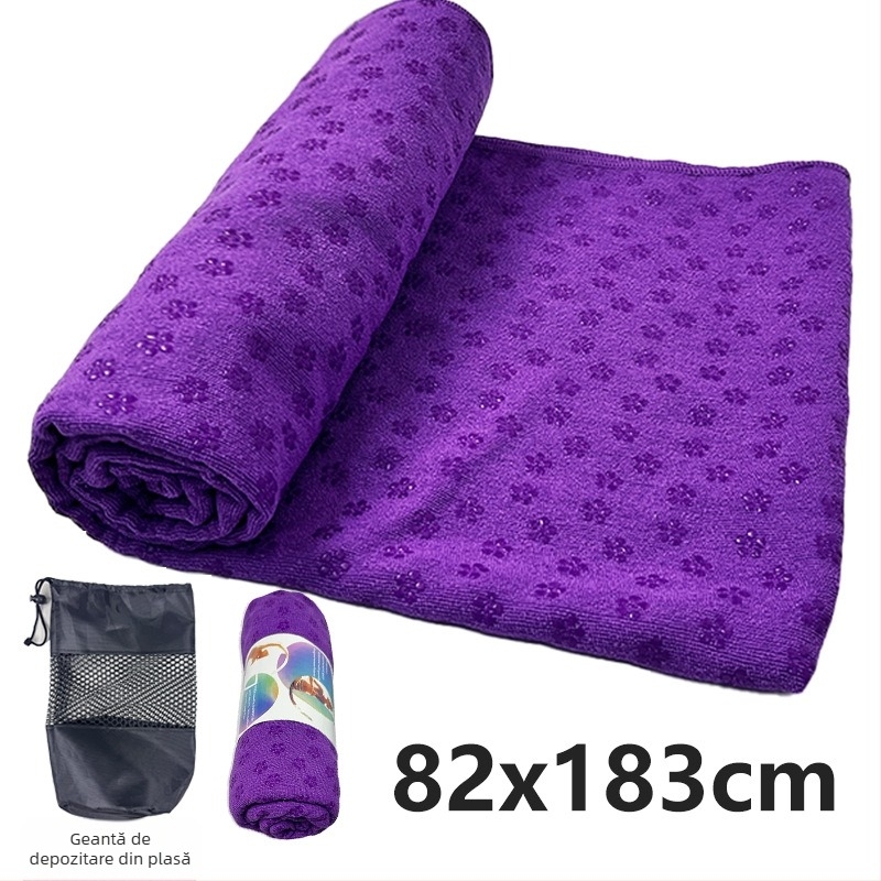 Prosop de yoga antiderapant pentru covoraș cu model floare de prun în puncte, rezistent la murdărie, ușor, lavabil la mașină