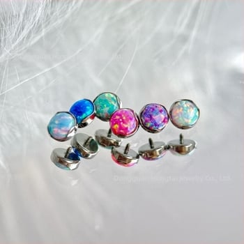 Cercei pentru piercing buze – aliaj de titan G23, prelucrare cu zirconiu, formă geometrică, cristal de titan, stil unisex prințesa