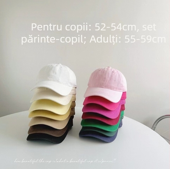 Șapcă de baseball pentru copii – 100% bumbac, coroană în formă de dom, boruri late; protecție solară, respirabilă, umbire; pentru vârste 4–6, 8–10 și peste 10 ani