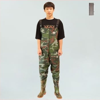 Costum de pescuit impermeabil, într-o singură piesă, cu bocanci integrați