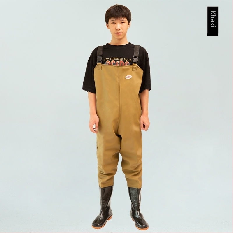 Costum de pescuit impermeabil, într-o singură piesă, cu bocanci integrați