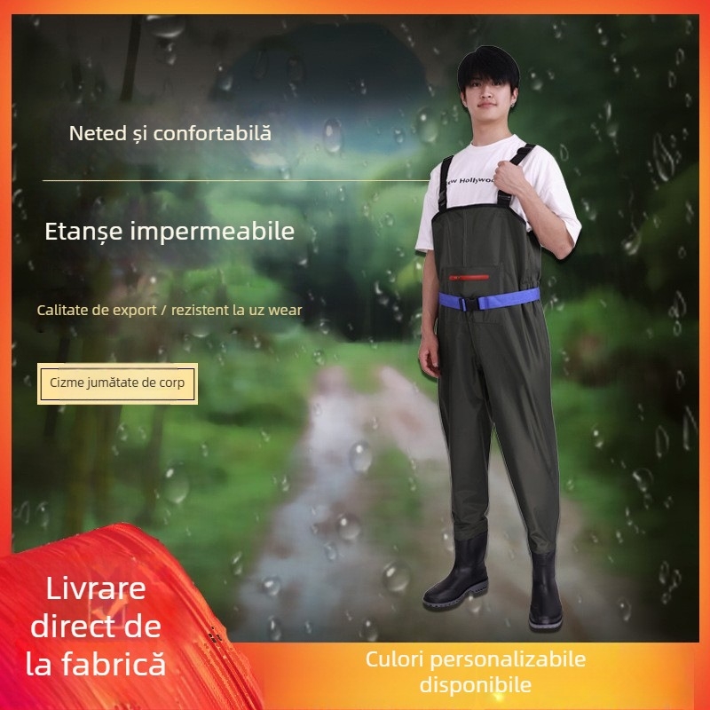 Pantaloni de pescuit din PVC – impermeabili, rezistenți la abraziune, groși, unisex, pentru pescuit și traversarea apei