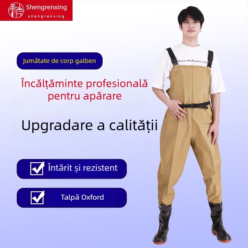Pantaloni de pescuit din PVC – impermeabili, rezistenți la abraziune, groși, unisex, pentru pescuit și traversarea apei