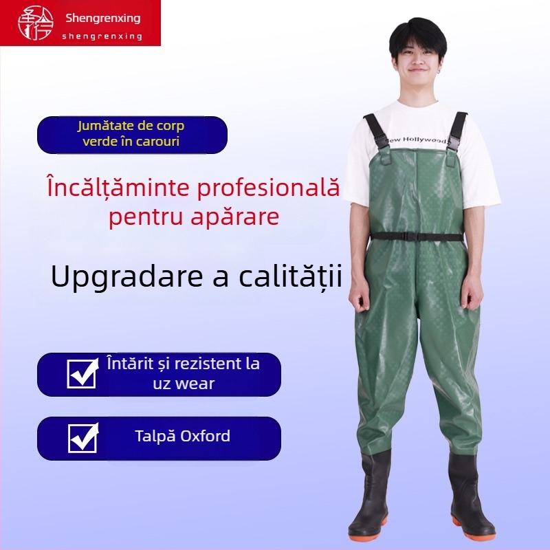 Pantaloni de pescuit din PVC – impermeabili, rezistenți la abraziune, groși, unisex, pentru pescuit și traversarea apei