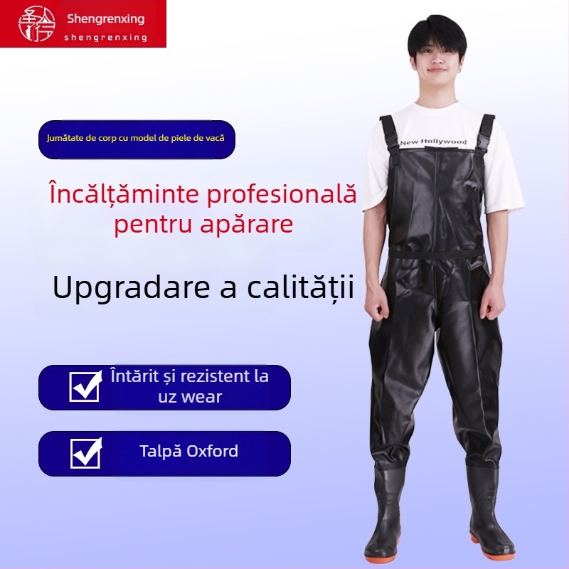 Pantaloni de pescuit din PVC – impermeabili, rezistenți la abraziune, groși, unisex, pentru pescuit și traversarea apei