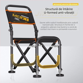 Scaun de pescuit pliabil, cu spătar reglabil, din aliaj de aluminiu, portabil pentru terenuri variate