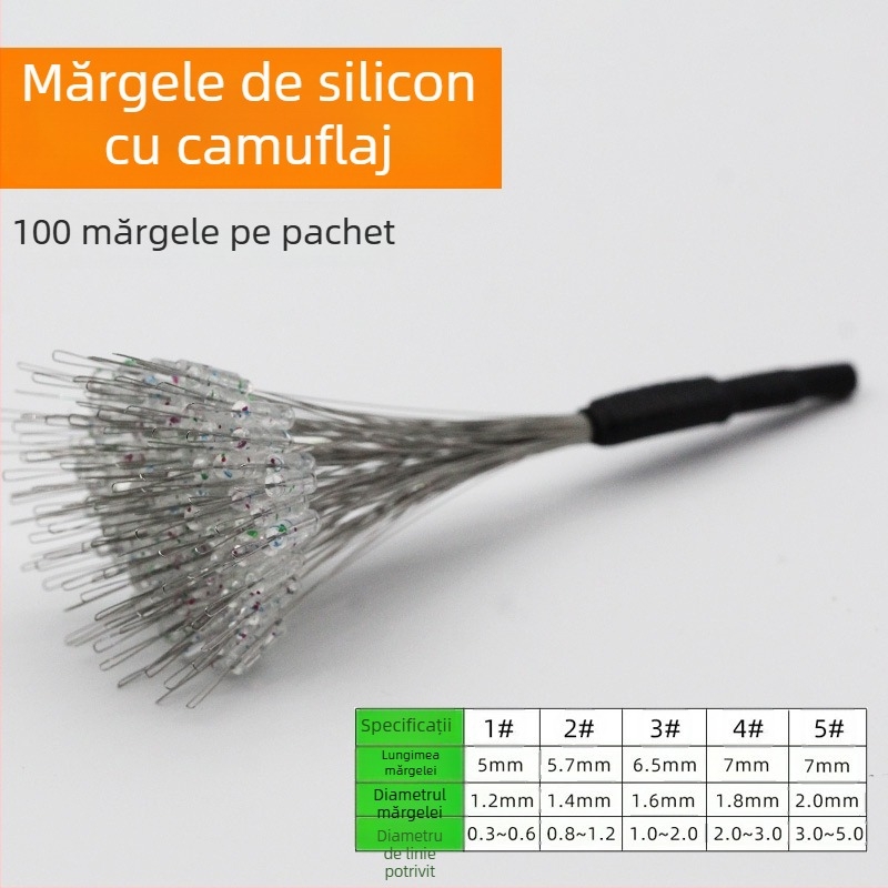 Mărgele de pescuit din silicon – anti încurcare, întărite pentru pescuit la fund (material: silicon; pachet 100 buc.)
