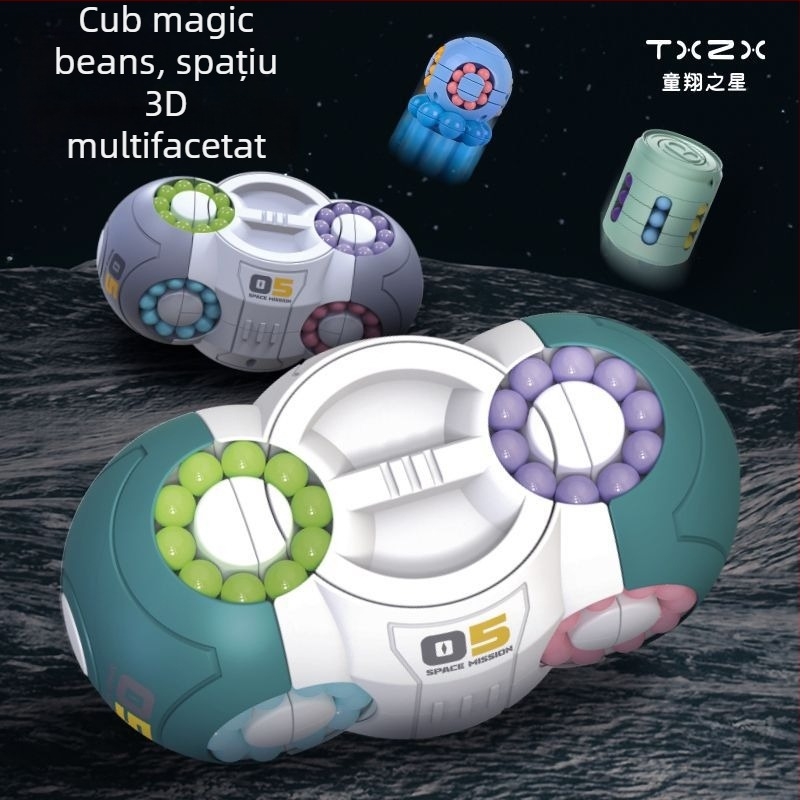 Jucărie educativă din plastic: Cub spațial cu mărgele rotative pentru relaxarea stresului, potrivit pentru 0–3 ani