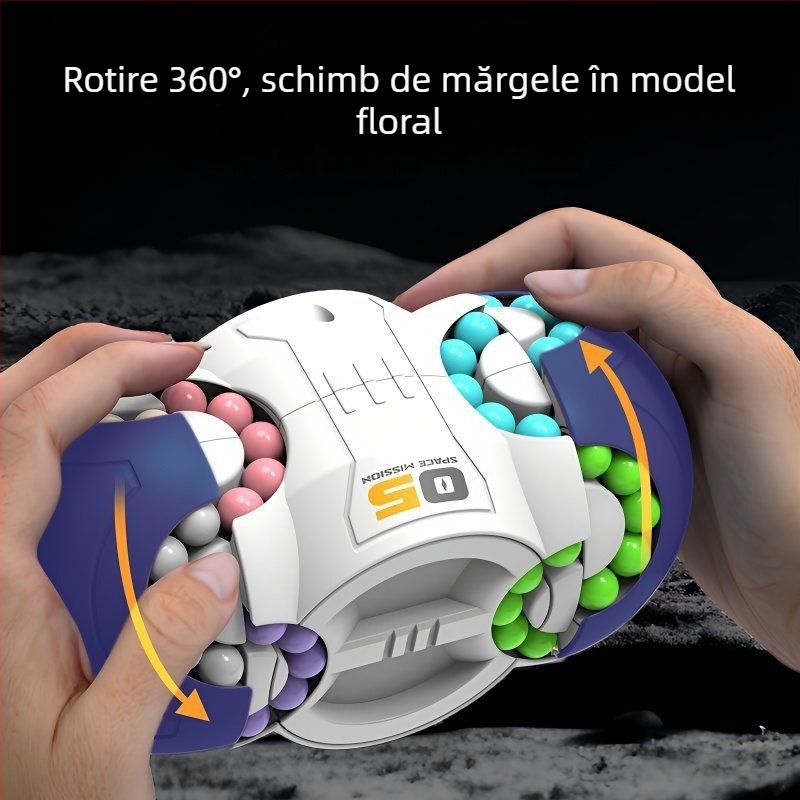 Jucărie educativă din plastic: Cub spațial cu mărgele rotative pentru relaxarea stresului, potrivit pentru 0–3 ani