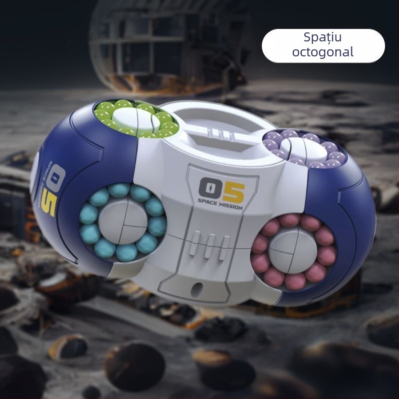 Jucărie educativă din plastic: Cub spațial cu mărgele rotative pentru relaxarea stresului, potrivit pentru 0–3 ani