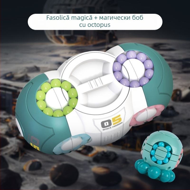 Jucărie educativă din plastic: Cub spațial cu mărgele rotative pentru relaxarea stresului, potrivit pentru 0–3 ani