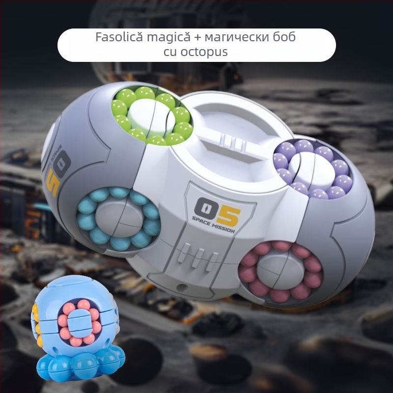 Jucărie educativă din plastic: Cub spațial cu mărgele rotative pentru relaxarea stresului, potrivit pentru 0–3 ani