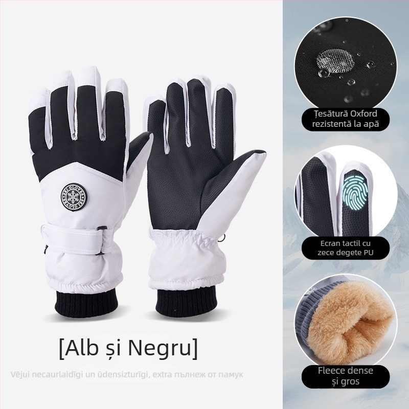 Mănuși de schi din pânză Oxford, calde, impermeabile, cu ecran tactil