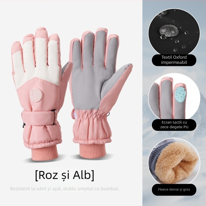 Mănuși de schi din pânză Oxford, calde, impermeabile, cu ecran tactil