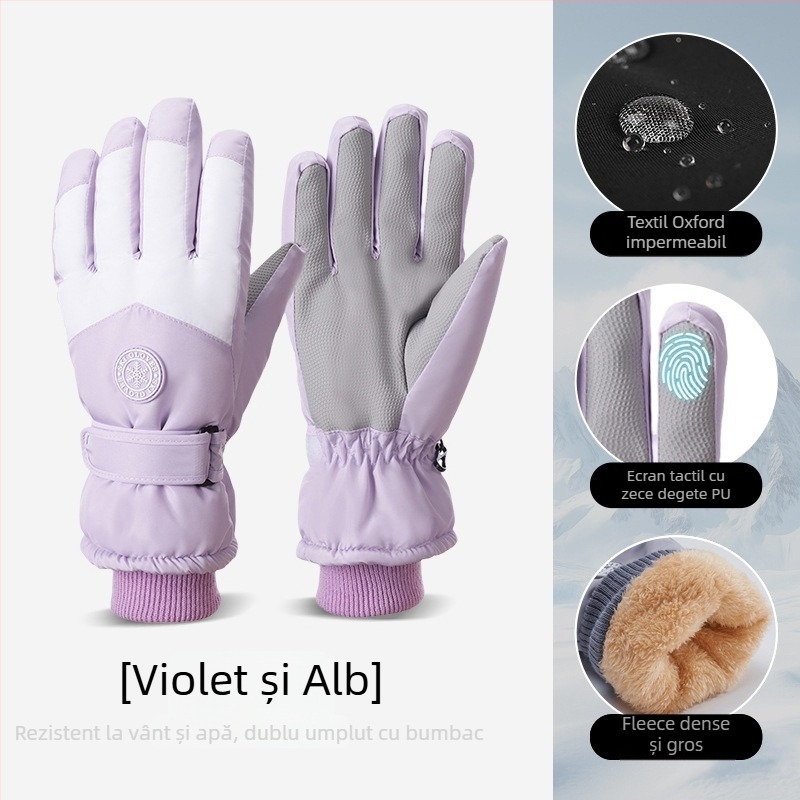 Mănuși de schi din pânză Oxford, calde, impermeabile, cu ecran tactil