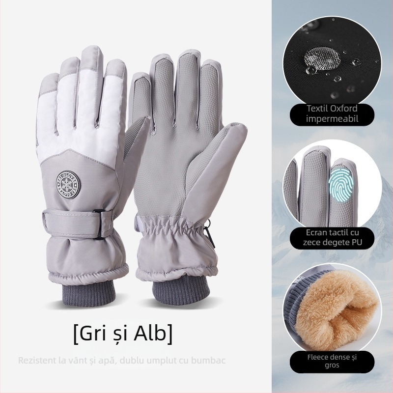 Mănuși de schi din pânză Oxford, calde, impermeabile, cu ecran tactil
