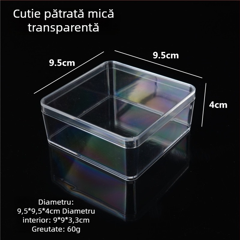 Cutie de afișare pentru bijuterii – Transparentă, antipraf, formă pătrată/rotundă, pentru brățări și mărgele Buddha
