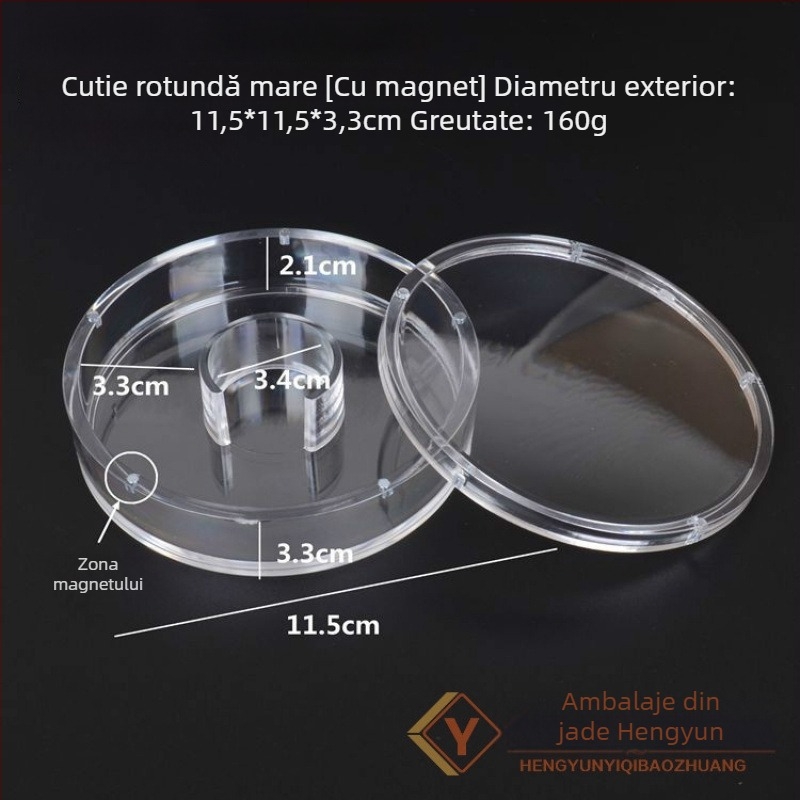 Cutie de afișare pentru bijuterii – Transparentă, antipraf, formă pătrată/rotundă, pentru brățări și mărgele Buddha