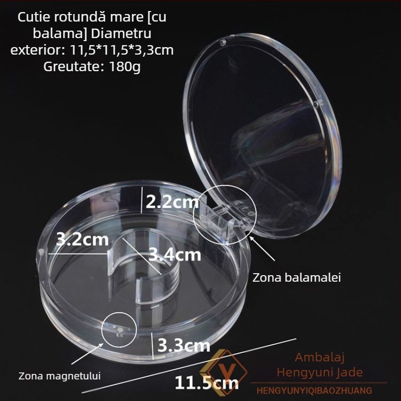 Cutie de afișare pentru bijuterii – Transparentă, antipraf, formă pătrată/rotundă, pentru brățări și mărgele Buddha