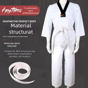 Uniformă Taekwondo, unisex pentru adulți și copii, echipament de antrenament cu căptușeală din bumbac, țesătură poliester-bumbac, toleranță 0,1 cm