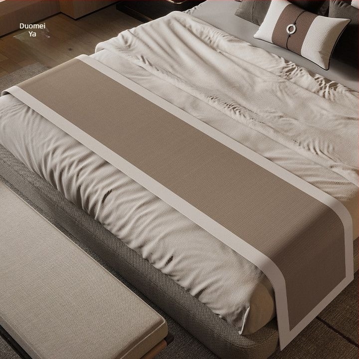 Prosop pentru marginea patului în stil Nou Chinezesc, poliester, impermeabil, model peisaj, stil hotelier, Domeya