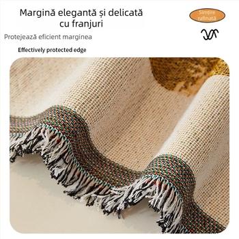 Husă de canapea pentru trei locuri, cu model desen animat geometric, acoperire completă, husă antiderapantă pentru perne