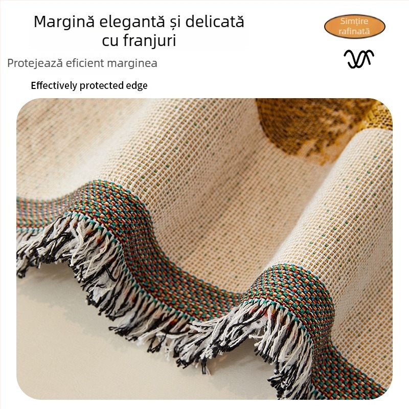 Husă de canapea pentru trei locuri, cu model desen animat geometric, acoperire completă, husă antiderapantă pentru perne