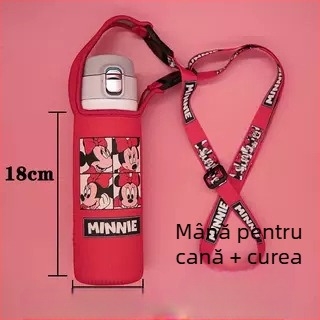 Husă izolantă pentru cană cu curea crossbody — material textil, stil desen animat, neimportat, fără logo